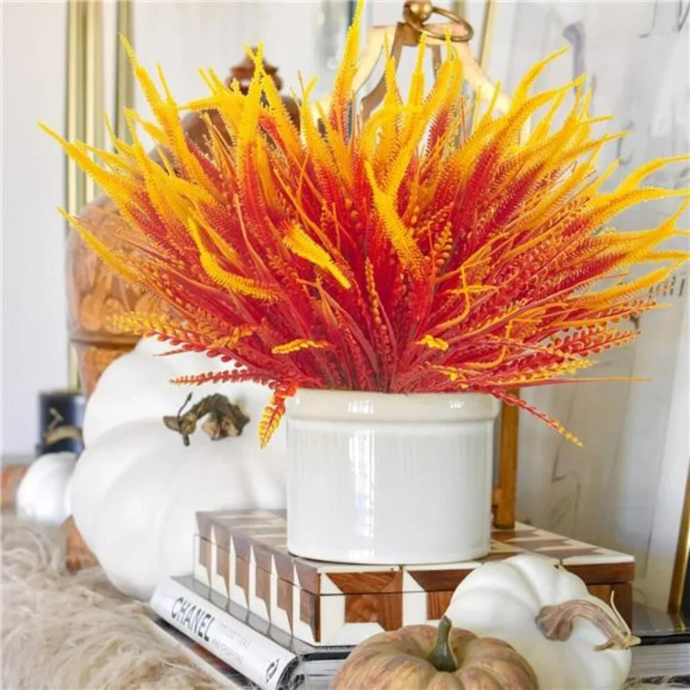 10 Bundles Artificial Fall Flowers for Outdoors Fake Plants UV Resistant Plastic
